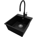 Primagran - evier cuisine en granit 43x50cm, lavabo 1 bac + robinet 40x38cm + kit de vidage, �vier � ...