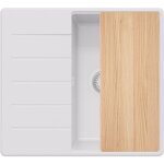 Primagran evier cuisine en granit 55x50cm, lavabo 1 bac + kit de vidage + planche � d�couper, �vier � ...