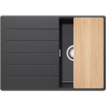 Primagran - evier cuisine en granit 70x50cm, lavabo 1 bac + kit de vidage + planche � d�couper, �vier ...