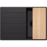 Primagran - evier cuisine en granit 70x50cm, lavabo 1 bac + kit de vidage + planche  dcouper, vier ...