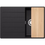 Primagran - evier cuisine en granit 70x50cm, lavabo 1 bac + kit de vidage + planche � d�couper, �vier ...