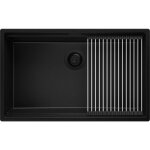 Primagran - evier sous plan 76x47cm, evier en granit 1 bac + kit de vidage + gouttoir enroulable, vier ...