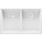 Evier cuisine en granit 76x47cm, lavabo 2 bacs + kit de vidage, �vier � encastrer au meuble 80cm - london ...