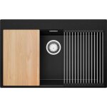 Primagran - evier cuisine en granit 78x50cm, lavabo 1 bac + kit de vidage + Égouttoir enroulable, Évier ... Primagran - evier cuisine en granit 78x50cm, lavabo 1 bac + kit de vidage + Égouttoir enroulable, Évier ...