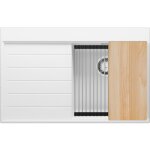 Primagran - evier cuisine en granit 78x50cm, lavabo 1 bac + kit de vidage + accessoires, �vier � encastrer ...