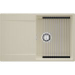 Primagran evier cuisine en granit 78x50cm, lavabo 1 bac + kit de vidage + �gouttoir enroulable, �vier ...