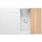 Primagran - evier cuisine en granit 78x50cm, lavabo 1 bac + kit de vidage + planche � d�couper, �vier ...