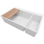 Primagran evier cuisine en granit 78x50cm, lavabo 2 bacs + kit de vidage + planche  dcouper, vier ...