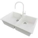Primagran evier cuisine en granit 78x50cm, lavabo 2 bacs + robinet 38x14cm + kit de vidage, �vier � encastrer ...