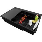 Primagran evier cuisine en granit 78x53cm, lavabo 1 bac + kit de vidage + accessoires, �vier � encastrer ...