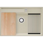 Primagran evier cuisine en granit 78x53cm, lavabo 1 bac + kit de vidage + accessoires, �vier � encastrer ...