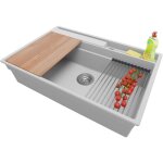 Primagran evier cuisine en granit 78x53cm, lavabo 1 bac + kit de vidage + accessoires, vier  encastrer ...