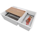 Primagran evier cuisine en granit 78x53cm, lavabo 2 bacs + kit de vidage + accessoires, �vier � encastrer ...