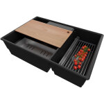 Primagran evier cuisine en granit 78x53cm, lavabo 2 bacs + kit de vidage + accessoires, �vier � encastrer ...