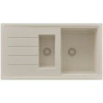 Primagran evier cuisine en granit 90x50cm, lavabo 1, 5 bacs + kit de vidage, �vier � encastrer au meuble ...