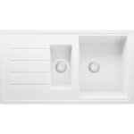 Primagran - evier cuisine en granit 90x50cm, lavabo 1, 5 bacs + kit de vidage, vier  encastrer au meuble ...