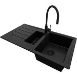 Primagran - evier cuisine en granit 90x50cm, lavabo 1, 5 bacs + robinet 40x38cm + kit de vidage, �vier ...