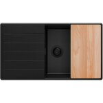 Primagran - evier cuisine en granit 90x50cm, lavabo 1 bac + kit de vidage + planche à découper, Évier ... Primagran - evier cuisine en granit 90x50cm, lavabo 1 bac + kit de vidage + planche à découper, Évier ...