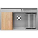 Primagran - evier cuisine en granit 88x53cm, lavabo 1 bac + kit de vidage + accessoires, Évier à encastrer ... Primagran - evier cuisine en granit 88x53cm, lavabo 1 bac + kit de vidage + accessoires, Évier à encastrer ...