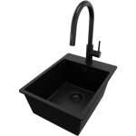 Primagran - evier cuisine en granit 38x50cm, lavabo 1 bac + robinet 40x20cm + kit de vidage, �vier � ...