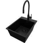 Primagran - evier cuisine en granit 38x50cm, lavabo 1 bac + robinet 40x38cm + kit de vidage, vier  ...