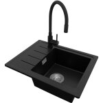 Primagran - evier cuisine en granit 55x44cm, lavabo 1 bac + robinet 40x38cm + kit de vidage, �vier � ...