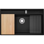 Primagran - evier cuisine en granit 88x53cm, lavabo 1 bac + kit de vidage + accessoires, Évier à encastrer ... Primagran - evier cuisine en granit 88x53cm, lavabo 1 bac + kit de vidage + accessoires, Évier à encastrer ...