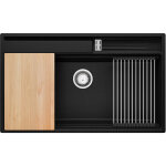 Primagran - evier cuisine en granit 88x53cm, lavabo 1 bac + kit de vidage + accessoires, Évier à encastrer ... Primagran - evier cuisine en granit 88x53cm, lavabo 1 bac + kit de vidage + accessoires, Évier à encastrer ...