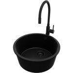 Primagran - evier cuisine granit rond 46x46cm, evier 1 bac + robinet 40x38cm + kit de vidage, lavabo ... Primagran - evier cuisine granit rond 46x46cm, evier 1 bac + robinet 40x38cm + kit de vidage, lavabo ...