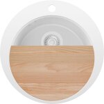 Primagran - evier cuisine granit rond 50x50cm, evier 1 bac + kit de vidage + planche à découper, lavabo ... Primagran - evier cuisine granit rond 50x50cm, evier 1 bac + kit de vidage + planche à découper, lavabo ...