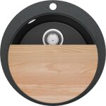 Primagran - evier cuisine granit rond 53x53cm, evier 1 bac + kit de vidage + planche à découper, lavabo ... Primagran - evier cuisine granit rond 53x53cm, evier 1 bac + kit de vidage + planche à découper, lavabo ...
