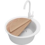 Primagran - evier cuisine granit rond 53x53cm, evier 1 bac + robinet 32x20cm + kit de vidage + accessoire, ... Primagran - evier cuisine granit rond 53x53cm, evier 1 bac + robinet 32x20cm + kit de vidage + accessoire, ...