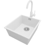 Primagran evier sous plan 41x47cm, evier en granit 1 bac + robinet 32x20cm + kit de vidage, vier au ...