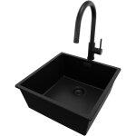 Primagran - evier sous plan 46x47cm, evier en granit 1 bac + robinet 40x20cm + kit de vidage, �vier au ...