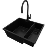 Primagran - evier sous plan 56x47cm, evier en granit 1, 5 bacs + robinet 40x38cm + kit de vidage, �vier ...