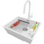 Primagran - evier sous plan 56x47cm, evier en granit 1 bac + robinet 40x20cm + kit de vidage + �gouttoir ...