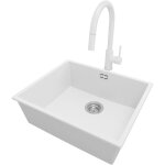 Primagran - evier sous plan 56x47cm, evier en granit 1 bac + robinet 40x20cm + kit de vidage, vier au ...