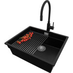 Primagran evier sous plan 56x47cm, evier en granit 1 bac + robinet 40x38cm + kit de vidage + �gouttoir ...