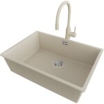 Primagran evier sous plan 66x47cm, evier en granit 1 bac + robinet 38x14cm + kit de vidage, vier au ...