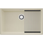 Primagran evier sous plan 76x47cm, evier en granit 1 bac + kit de vidage + �gouttoir enroulable, �vier ...