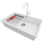 Primagran - evier sous plan 76x47cm, evier en granit 1 bac + robinet 32x20cm + kit de vidage + �gouttoir ...