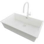 Primagran evier sous plan 76x47cm, evier en granit 1 bac + robinet 38x14cm + kit de vidage, �vier au ...