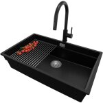 Primagran - evier sous plan 76x47cm, evier en granit 1 bac + robinet 40x20cm + kit de vidage + �gouttoir ...