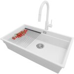 Primagran - evier sous plan 76x47cm, evier en granit 1 bac + robinet 40x20cm + kit de vidage + �gouttoir ...