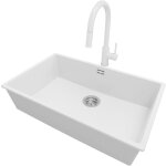 Primagran - evier sous plan 76x47cm, evier en granit 1 bac + robinet 40x20cm + kit de vidage, �vier au ...