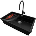 Primagran - evier sous plan 76x47cm, evier en granit 1 bac + robinet 40x38cm + kit de vidage + �gouttoir ...