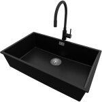 Primagran - evier sous plan 76x47cm, evier en granit 1 bac + robinet 40x38cm + kit de vidage, vier au ...