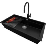 Primagran - evier sous plan 86x47cm, evier en granit 1 bac + robinet 40x38cm + kit de vidage + �gouttoir ...