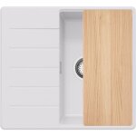 Primagran - evier cuisine en granit 55x50cm, lavabo 1 bac + kit de vidage + planche  dcouper, vier ...