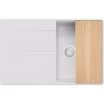 Primagran - evier cuisine en granit 78x50cm, lavabo 1 bac + kit de vidage + planche � d�couper, �vier ...